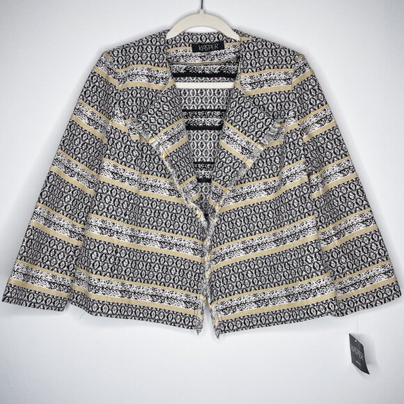 Kasper Petite Black and White Textured Geometric Blazer‎ Jacquard Jacket NWT - Picture 1 of 10